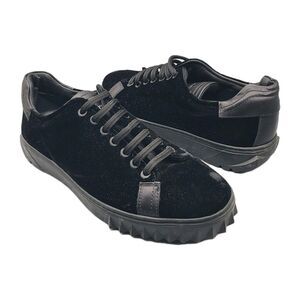 Salvatore Ferragamo Men's Black Cube velvet  Low-Top Sneakers Size 6.5 M